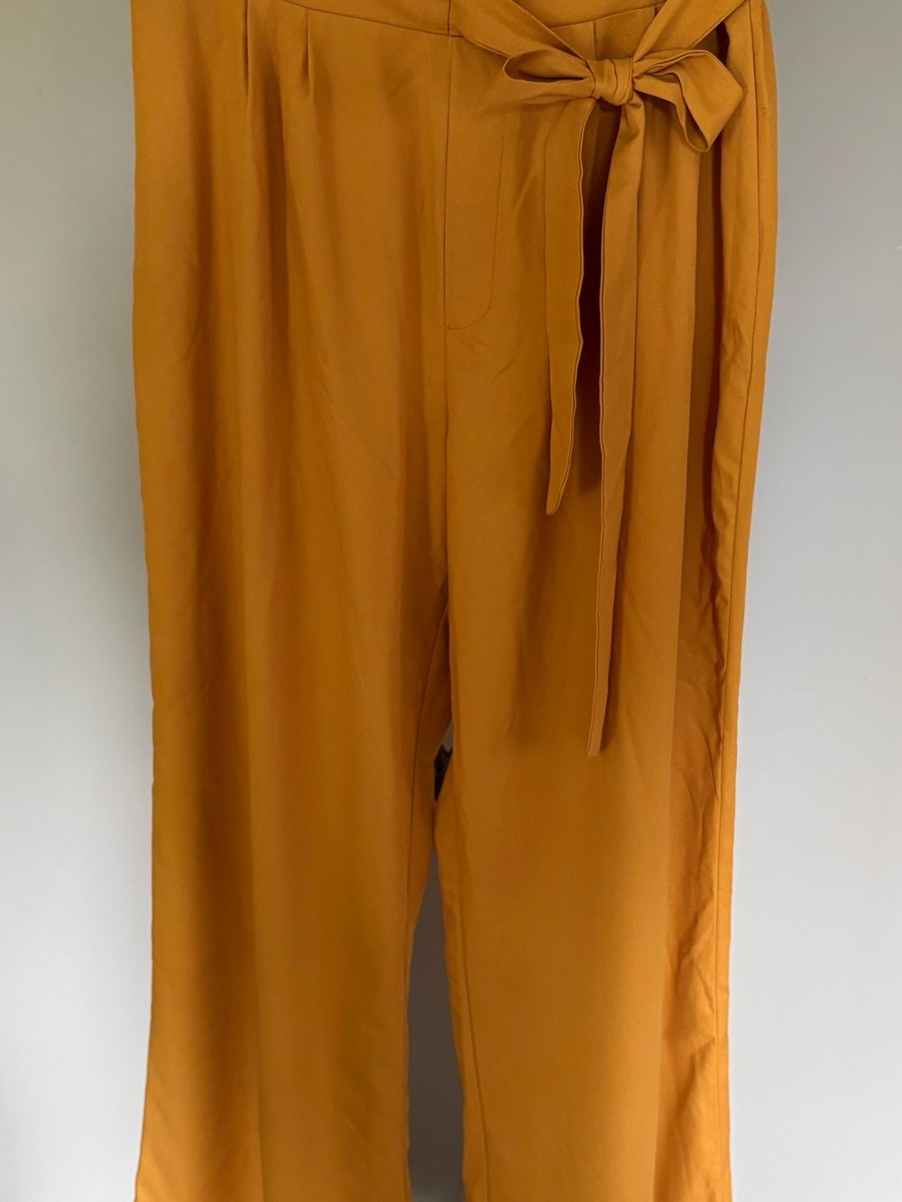 Charlotte Russe Mustard Yellow Paperbag Wide Leg Palazzo Pants Tie Waist Size L
